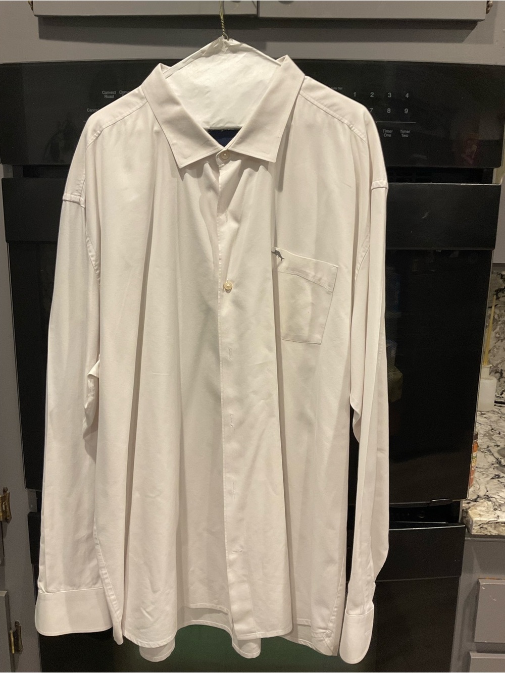 C-Tommy Bahama White Long Sleeve Dress Shirt W/EMBLEM 3XL WHITE LINEN
